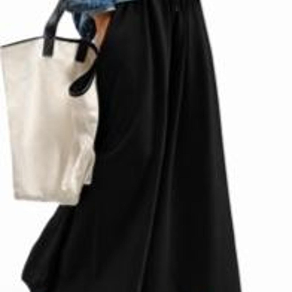 UOOZEE Womens Black Wide Leg Cotton Baggy Sweat Pants Raw Hem Small NEW